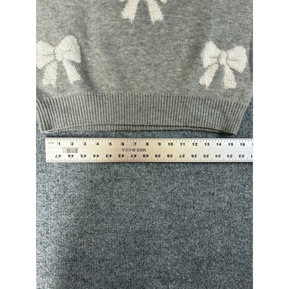 Charlotte Russe Grey with white Bows Crop Sweater - Women's Size Small - Picture 4 of 5